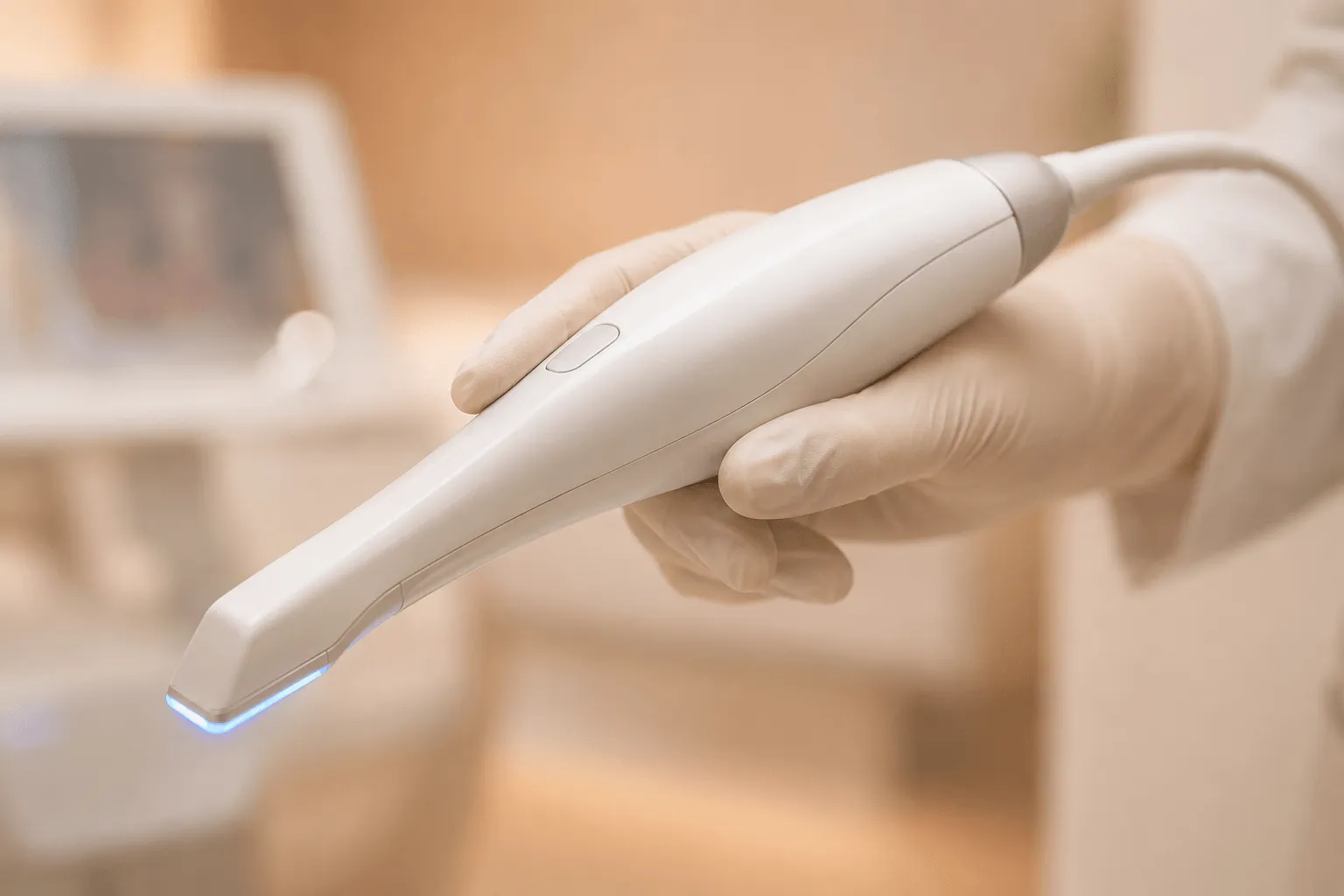 Scanner intraoral 3D em uso para mapeamento digital dos dentes